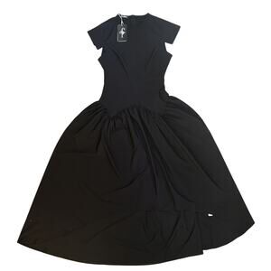 NWT Flamingo High Low Ruffle Hem Black Maxi Dress Small